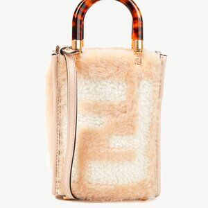 Fendi Mini Sunshine Shopper Tan Sheepskin Logo Mini-Bag